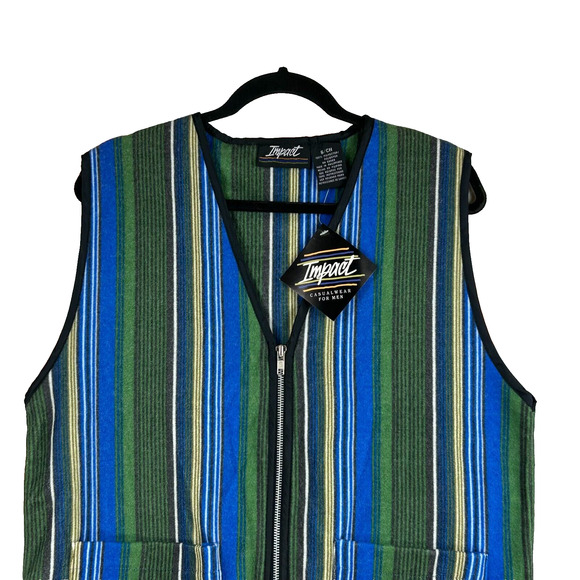 Impact Vest Mens Small Multicolor Striped Zip Up Sleeveless Front Pockets New - Picture 3 of 9